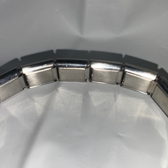 STAINLESS Steel Segmented Bracelet with Lavender accent segment. 5.5” - Picture 5 of 5